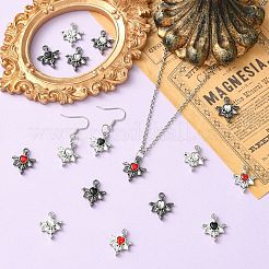 8色合金ラインストーンペンダント16個。  翼のチャーム付きハート  ミックスカラー  17x15x3.5mm  穴：1.6mm  2個/カラー&nbsp;RB-CJ0001-11