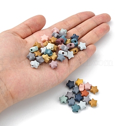 スプレー塗装された不透明なアクリルビーズ  スター  ミックスカラー  8.5x9.5x5mm  穴：2mm  50 G /袋&nbsp;MACR-YW0001-99