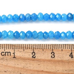 染め天然マレーシアジェイド翡翠ロンデルビーズ連売り  多面カット  ドジャーブルー  4x2~3mm  穴：1mm  約110~115個/連  14インチ&nbsp;G-E316-2x4mm-58