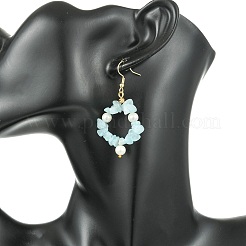 Natural White Jade Beaded Dangle Earrings&nbsp;EJEW-JE07215-02