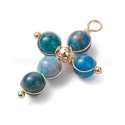天然アパタイトのペンダント  銅線と  クロス  33x22x6.5mm  穴：3x2.5mm&nbsp;PALLOY-JF02886-01