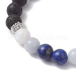 Natural Lava Rock & Rainbow Moonstone & Selenite & Lapis Lazuli Beaded Stretch Bracelets for Women&nbsp;BJEW-JB13083