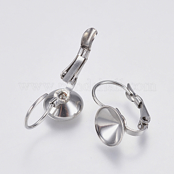 Tarnish Resistant 304 Stainless Steel Leverback Earring Settings&nbsp;STAS-I097-021-8mm