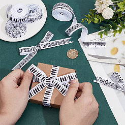 4 Rolls 4 Styles Polyester Musical Note & Piano Keys Printed Ribbon Sets&nbsp;OCOR-PH0004-65