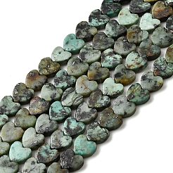 天然アフリカンターコイズ（ジャスパー）ビーズ連売り  ハート  6x6x2mm  穴：0.7mm  約65~72個/連  13.39''（34cm）〜15.35''（39cm）&nbsp;G-A272-A01-25