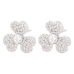 Brass Micro Pave Cubic Zirconia Stud Earrings&nbsp;EJEW-G471-51P