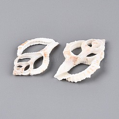 天然石シェルビッグサイズペンダントトップ  シェルスライスチャーム  貝殻色  41~56x30~41x5~8mm  穴：10~12x15~20mm&nbsp;BSHE-T015-20
