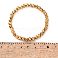 女性用304ステンレススチールブレスレット  イオンプレーティング（ip）  ストレッチブレスレット  ラウンド  ゴールドカラー  ビーズ：6x5.5mm  内径：2.34インチ（5.95cm）&nbsp;STAS-H256-07G