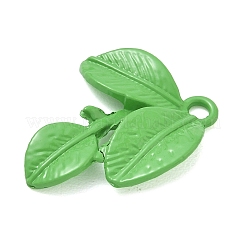 スプレープリント合金ペンダント  葉のチャーム  芝生の緑  25x20x3mm  穴：2.5mm&nbsp;AL-CBAF9D9-01A-02
