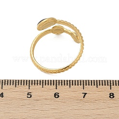 304ステンレススチール製調節可能なカフリング  エナメル  18KGP本金メッキ  ナザールボンジュウ  usサイズ7 3/4(17.9mm)&nbsp;RJEW-Q015-01G-A