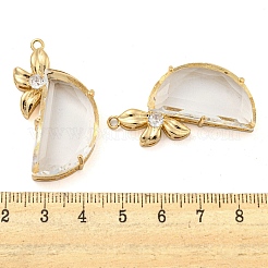 真鍮とガラスのペンダント  ムーン  透明  39x24x7~8mm  穴：1.8mm&nbsp;FIND-Z044-12C