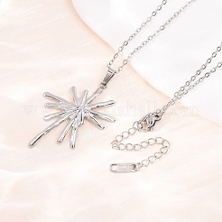 304 Stainless Steel Flower Pendant Cable Chain Necklaces for Men Women&nbsp;NJEW-K308-05G-P