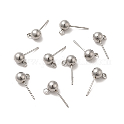 変色しない304ステンレススチールスタッドピアス金具  カン付き  ステンレス鋼色  17x9x6mm  穴：1.8mm  ピン：0.8mm&nbsp;STAS-E026-1