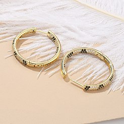 Brass Micro Pave Cubic Zirconia Hoop Earrings&nbsp;EJEW-M077-02G