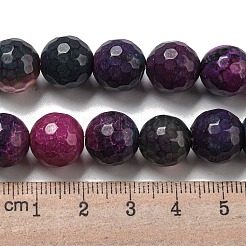 ファセット天然ファイヤーアゲートクラックルビーズ連売り  ラウンド  染め＆加熱  インディゴ  11.5mm  穴：1.6mm  約31個/連  14.76''（37.5センチメートル）&nbsp;G-F447-12mm-N05
