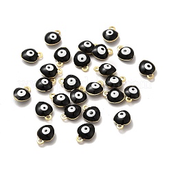 304ステンレススチール製イーブルアイエナメルチャーム  ハートチャーム  ゴールドカラー  ブラック  8x6x3mm  穴：1mm&nbsp;STAS-G302-02G-01