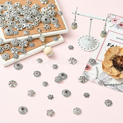160Pcs 8 Styles Tibetan Style Alloy Bead Caps&nbsp;TIBEB-YW0001-43