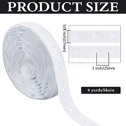プラスチック スナップ ボタン テープ トリム ポリエステル リボン  服のスナップテープを縫う  ホワイト  5/8インチ（17mm）  約9ヤード/束&nbsp;DIY-WH0632-31B
