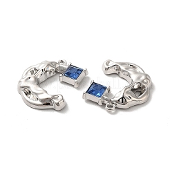 合金ペンダント  ガラスと  プラチナ  鉛フリー＆カドミウムフリー  ムーンチャーム  ブルー  23x20x4mm  穴：1.6mm&nbsp;PALLOY-K001-091P-02
