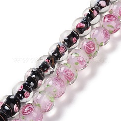 手作りランプワークビーズ連売り  インナーフラワー  ラウンド  ミックスカラー  11~12x11~12mm  穴：2~2.5mm&nbsp;LAMP-K027-05
