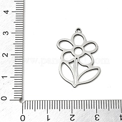 ステンレスペンダント201個  花と葉のチャーム  切り取る  ステンレス鋼色  27x18x1mm  穴：1.5mm&nbsp;SA-CBA0460-02P