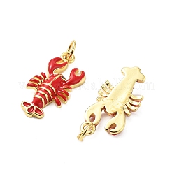 真鍮製エナメルペンダント  丸カン付き  ラックめっき  18KGP本金メッキ  鉛フリー＆カドミウムフリー  長持ちメッキ  ロブスター  21x10.5x3.5mm  穴：3.3mm&nbsp;KK-L237-027G-02