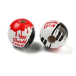 ハロウィンシリーズ 木製ヨーロピアンビーズ  ラウンド  レッド  15x16x16mm  穴：4.5mm&nbsp;WOOD-U002-01C
