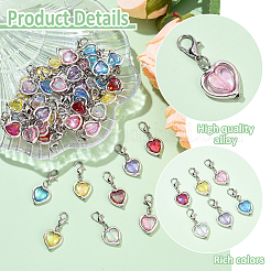 60Pcs 6 Styles Heart Acrylic & Alloy Pendant Decorations&nbsp;PALLOY-YW00090