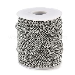 変色しにくい304ステンレススチールカーブチェーン  スプールで  溶接されていない  ステンレス鋼色  4x3x0.8mm  約164.04フィート（50m）/ロール&nbsp;CHS-R008-05-50m
