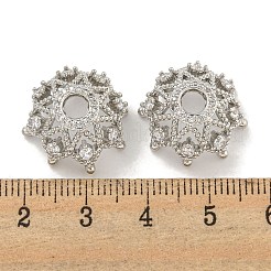 Rack Plating Brass Micro Pave Clear Cubic Zirconia Bead Caps&nbsp;KKB-L215-045P