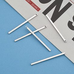 真鍮チャーム  ストリップ  プラチナ  40x2x2mm  穴：1mm&nbsp;KK-O092-A-02P