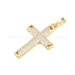 Brass Micro Pave Clear Cubic Zirconia Pendants&nbsp;KK-D258-11G-06