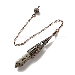 ミックスジェムストーン/ガラスダウジングペンデュラムビッグペンダント  真鍮パーツ  弾丸  260~270mm  穴：1.5mm&nbsp;G-H285-06R