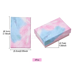 厚紙箱ブレスレットボックス 4個  内部のスポンジ  長方形  空色  8.1x5.2x2.7cm&nbsp;TH-FSD10B-01