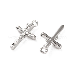 ラックメッキ合金ペンダント  ラインストーンとABS模造真珠付き  クロスチャーム  プラチナ  18x10.5x4mm  穴：1.4mm&nbsp;LS-FIND-M038-07P