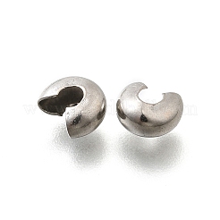 304ステンレススチール製クリンプビーズカバー  ステンレス鋼色  6.5x5.5x3.5mm&nbsp;STAS-P239-34P-05
