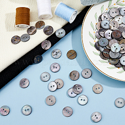 250Pcs 2-Hole Flat Round Shell Buttons&nbsp;SHEL-HS0001-02