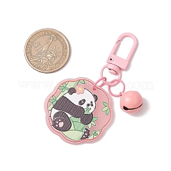 パンダのアクリルペンダント装飾  バッグの飾りに使える鉄製のベルと回転留め金のチャーム  ミックスカラー  74mm&nbsp;HJEW-JM02961