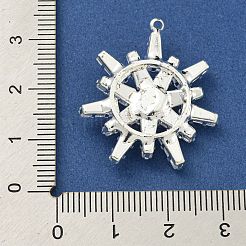 真鍮製ラインストーンペンダント  カドミウムフリー＆鉛フリー  クリスマススノーフレークチャーム  銀  28.5x26x6.5mm  穴：1.2mm&nbsp;KK-I715-25S-01
