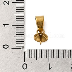 304ステンレススチールカップパールペグベイルピンペンダント  片穴パーツ用  ゴールドカラー  13mm  ペンダント：8x6mm  穴：5x3.5mm  ピン：0.7mm&nbsp;STAS-D013-03D-G