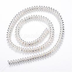 電気メッキ非磁性合成ヘマタイトビーズ連売り  ロンデル  銀メッキ  4x2mm  穴：1mm  約180個/連  15.7インチ&nbsp;G-Q465-19S