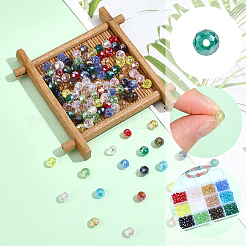 720個12色電気メッキガラスビーズ  ABカラーメッキ  多面カット  ロンデル  ミックスカラー  6x5mm  穴：1mm  60個/カラー&nbsp;EGLA-PA0001-48