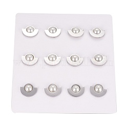 304ステンレススチールスタッドピアス  アクリルパールビーズとイヤーナット/ピアスバックキャッチ付き  ファン  ゲインボロ  ステンレス鋼色  11.5x15x2~4mm  ピン：0.6mm  6のペア/カード&nbsp;EJEW-F234-10P