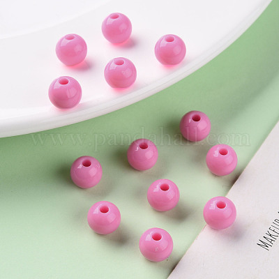 不透明なアクリルビーズ  ラウンド  ショッキングピンク  8x7mm  穴：2mm  約1745個/500g&nbsp;MACR-S370-C8mm-A02-1