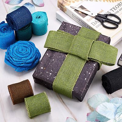 6ロール 6色黄麻布とリネンリボン クラフト作りのためのジュート