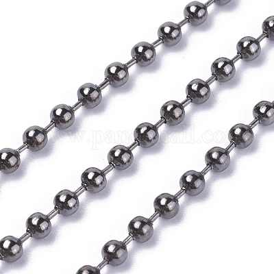 アイアン製ボールチェーン  ハンダ付け  スプールで  ガンメタ色  ビーズ：3.2mm  約164.04フィート（50m）/ロール&nbsp;CHB004Y-B-1