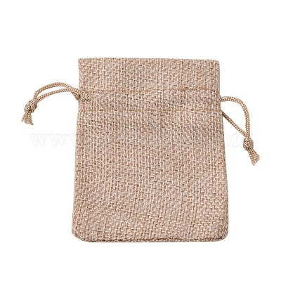 黄麻布ラッピングポーチ巾着袋  ダークカーキ  9x7cm&nbsp;ABAG-Q050-7x9-01-1