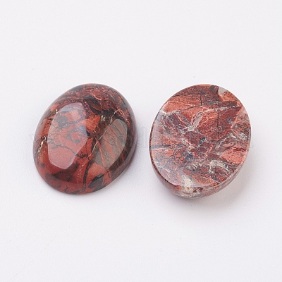 Natural Brecciated Jasper Flat Back Cabochons&nbsp;G-G741-30x40mm-02-1