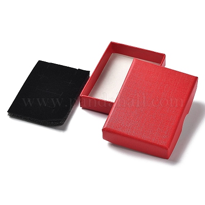 厚紙のジュエリーセットボックス  内部のスポンジ  長方形  レッド  7.05~7.15x5.05x1.55~1.6cm&nbsp;CBOX-C016-02E-01-1