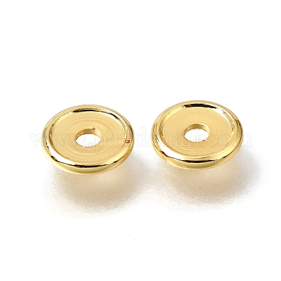 真鍮ビーズ  ディスク  ラックめっき  長持ちメッキ  ゴールドカラー  6x1mm  穴：1.5mm&nbsp;KK-CBA0DF0-18D-G-1